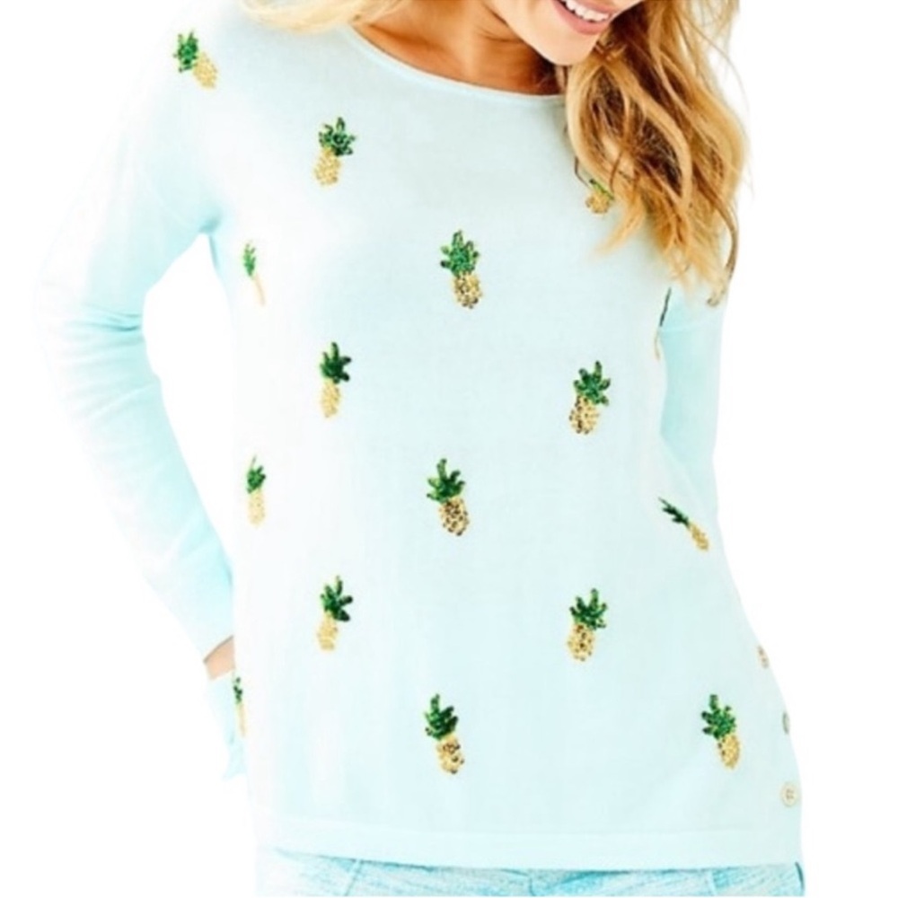 Lilly Pulitzer Light Blue Pineapple Sweater